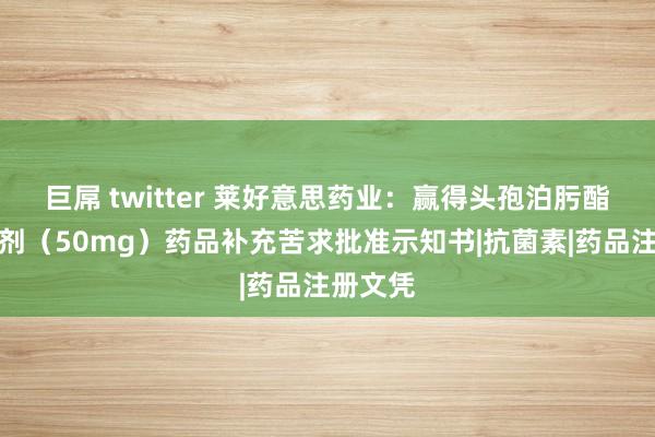 巨屌 twitter 莱好意思药业：赢得头孢泊肟酯干混悬剂（50mg）药品补充苦求批准示知书|抗菌素|药品注册文凭