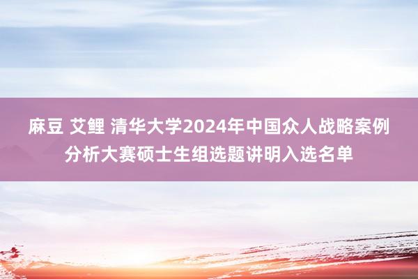 麻豆 艾鲤 清华大学2024年中国众人战略案例分析大赛硕士生组选题讲明入选名单